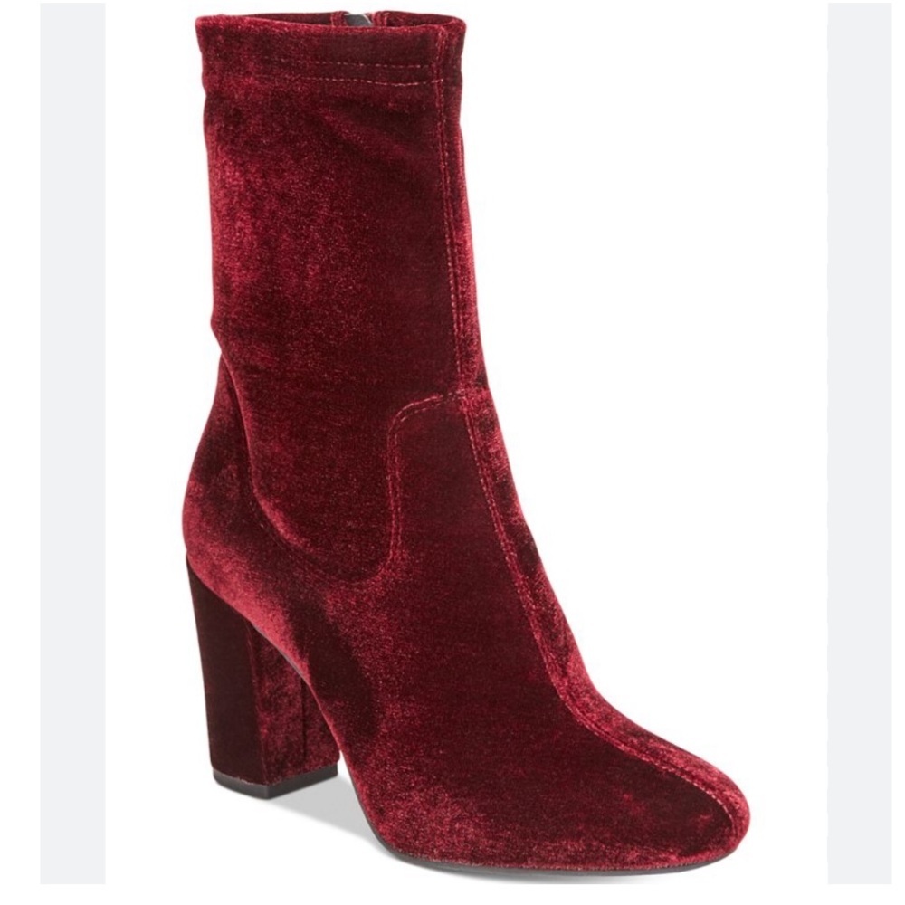 NIB Kenneth Cole Alyssa Velvet Wine Red Sock Half Calf Boots